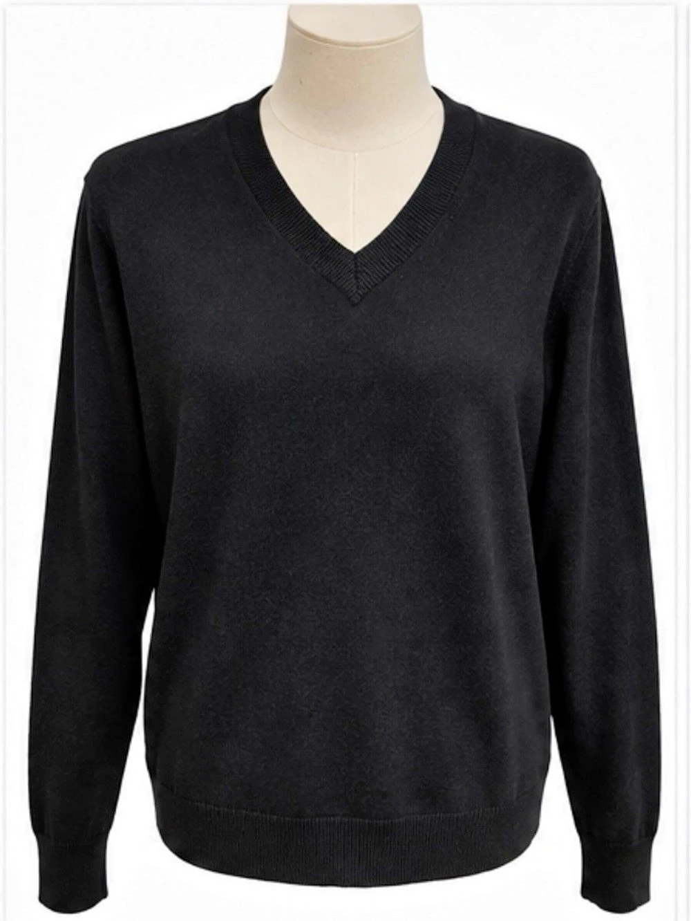 Banana Republic Silk Cashmere V-Neck Sweater Black Unisex Oversized